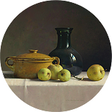 Still life with pottery and apple…