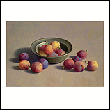 Plums with pewter tray