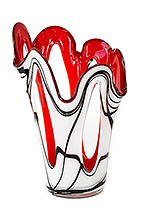 Glass vase open white black red