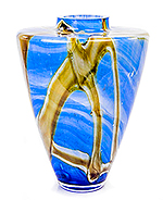 Glass vase blue and cream