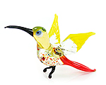 Glazen vogel kolibrie geel rood