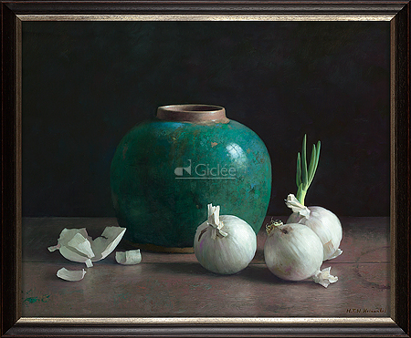 Stilleven met gemberpot en witte …