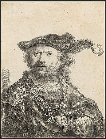 Zelfportret met gepluimde baret