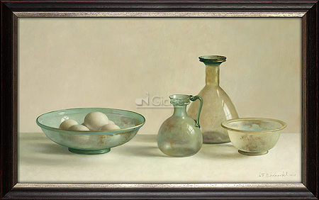 Stilleven met Romeins glas in teg…