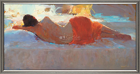 Liggend model in rood