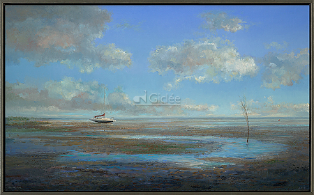 Waddenlandschap met drooggevallen…