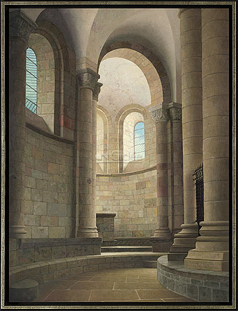 Kooromgang van de kerk in Conques…