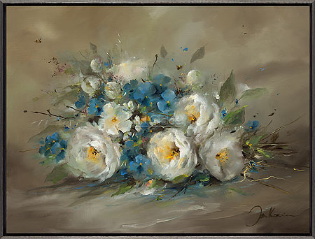 Blauw en wit met bij