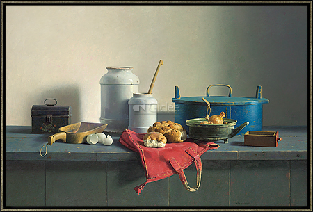 Stilleven met rode tas