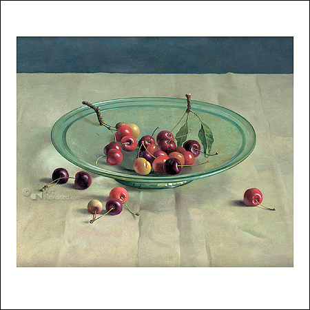 Cherries on a glass bowl