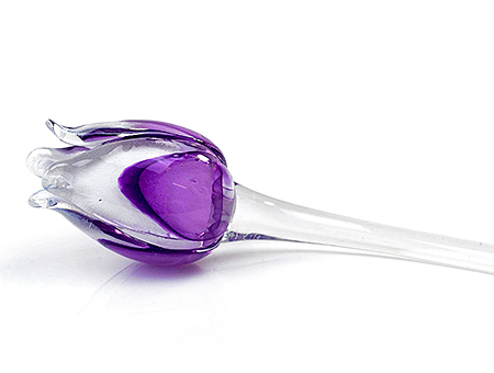 Glass tulip Purple White