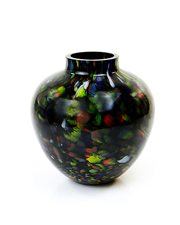 Glass vase Black Multicolor Round