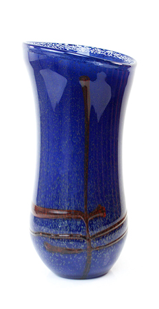 Glazen vaas smal donker blauw