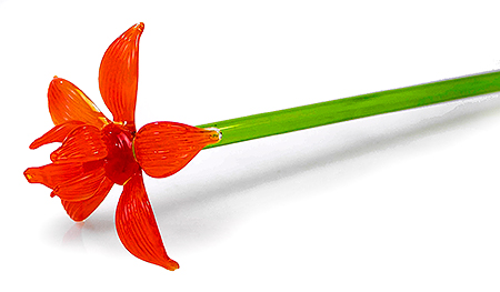 Glazen bloem oranje