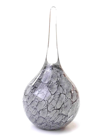 Glazen object druppel grijs bladgoud (groot)