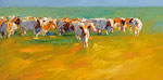 Red cows in summery light