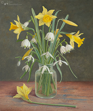 Spring Flowers. Wild daffodils, spring bells and snowdrops