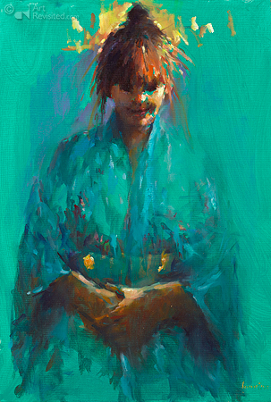 Model in turquoise