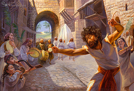 David brengt de ark naar Jeruzalem