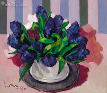 Stilleven met blauwe hyacinten