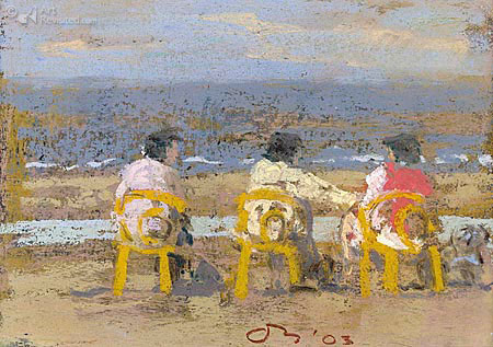 Drie dames aan het strand
